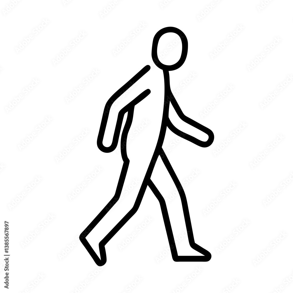 Poster outline of a person walking with clean lines and shapes