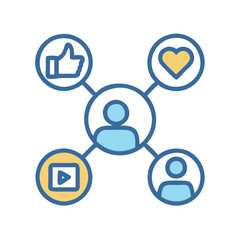 Social network connection and global business communication concept. Vector icon isolated on white background. social network icons, people network icons. Organization thin line icon set. Containing 
