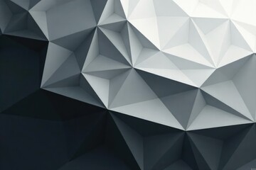 Fototapeta premium Subtle grayscale grid with overlapping layered polygons forming a complex pattern, layers, clean
