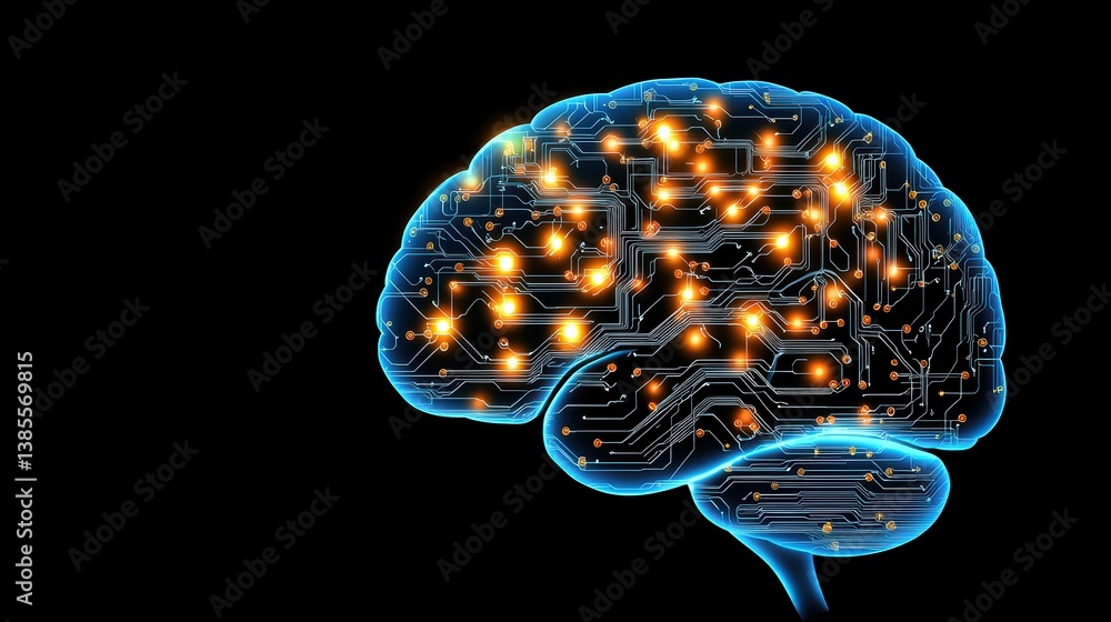 Poster digital brain concept with circuit board design