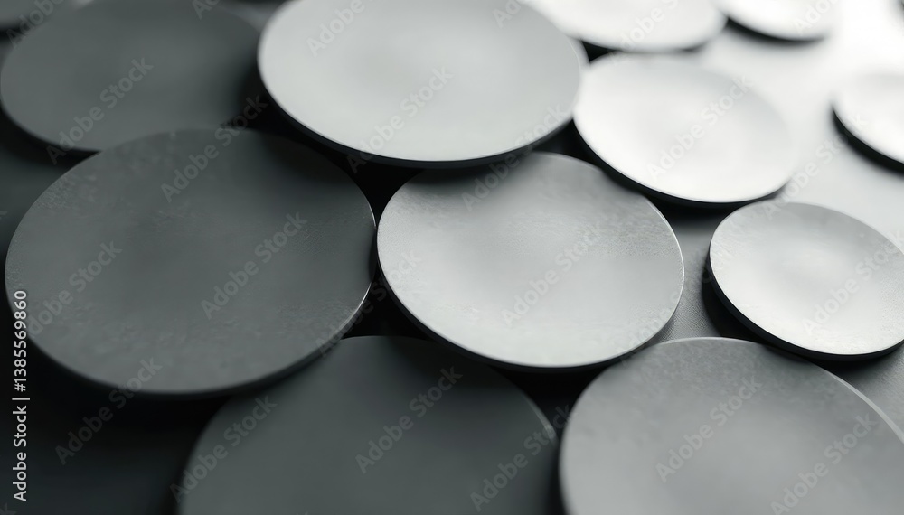 Wall mural subtle grayscale overlapping circles forming a grid, shadow, composition