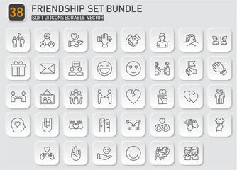 Essential Friendship and Relationship Icons Set for Digital Projects and UI Design