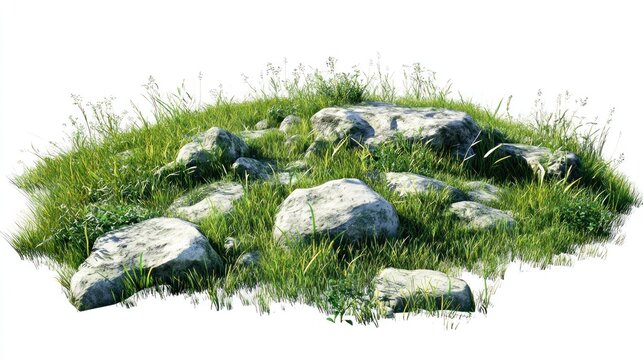 Rocks, grass, meadow, isolated, nature, background, design, element