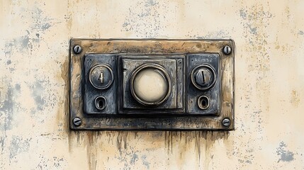 Technical pencil drawing of wall dimmer switch high resolution picture