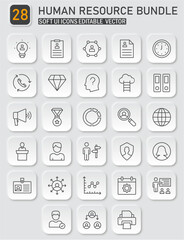 Collection of Human Resources and Business Management Icons in a Clean Style