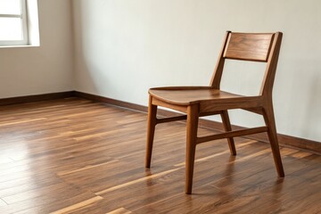 Wooden Chair Placed in Bright, Minimalist Room Generative AI