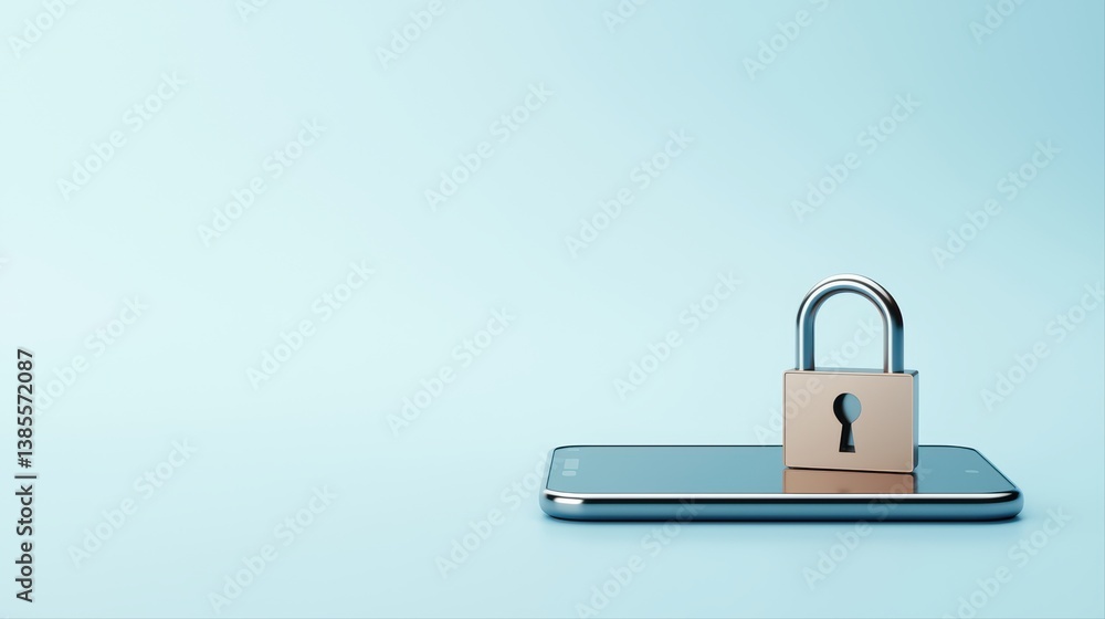 Poster smartphone security concept with lock on display