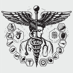 Caduceus Medical Doctor Symbol stock illustration