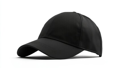 Fototapeta premium Black Sports Cap on White Background. Clothing isolated on white. Photo realistic photo.