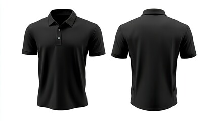 Black Polo shirt, clothes on isolated white background isolated on white background,. Created using Generative AI Technology