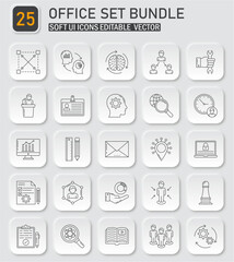 Modern Office Icon Collection Bundle for Business and Technology Applications
