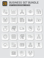 Elegant Business Icons Set Bundle with Soft UI Design for Modern Applications
