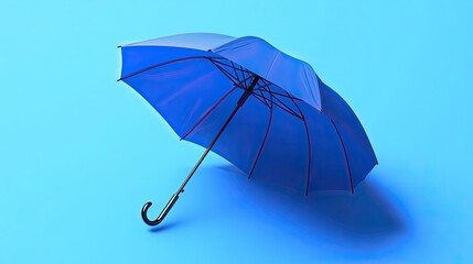 Blue umbrella isolated on blue background. isolated on a solid blue background. Illustrations