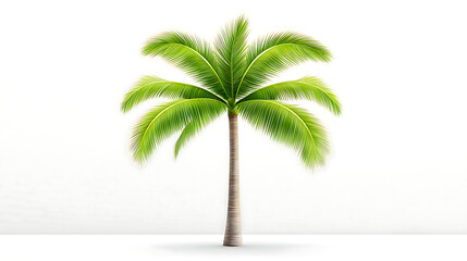 Obraz premium vibrant palm tree with lush green fronds stands tall against clean white background, evoking sense of tropical paradise