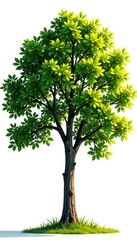 Tree isolated on white background with soft sunlight filtering through, branch, contrast