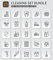 Fototapeta premium Comprehensive Cleaning Service Icon Set for Household Tasks and Hygiene Needs