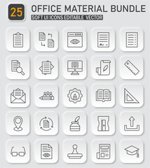 Comprehensive Set of Office Supplies Soft UI Icons for Enhanced Productivity