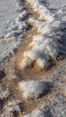 Ephemeral Patterns: The image reveals the intricate texture and the natural beauty of a salt flat, sculpted by the relentless interplay of wind and water, revealing fascinating pattern.