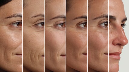 Witness a client's stunning transformation journey at a beauty clinic showcasing before and after images in a medical environment focused on anti-aging