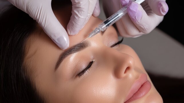Wrinkle reduction injection procedure aesthetic clinic cosmetic treatment calm environment close-up view enhancing youthful appearance