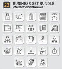 Comprehensive collection of meticulously crafted linear business and office icons