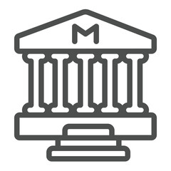 Museum building with roman columns line icon, city museum concept. Vector graphics. Historical house, museum sign on white background, outline style icon for mobile or web design.