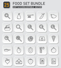 Versatile food icon set bundle, perfect for culinary apps and recipe guides