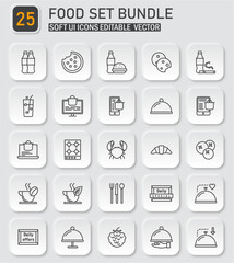 Delightful Food Icons Collection with Editable Vector Design for Culinary Projects