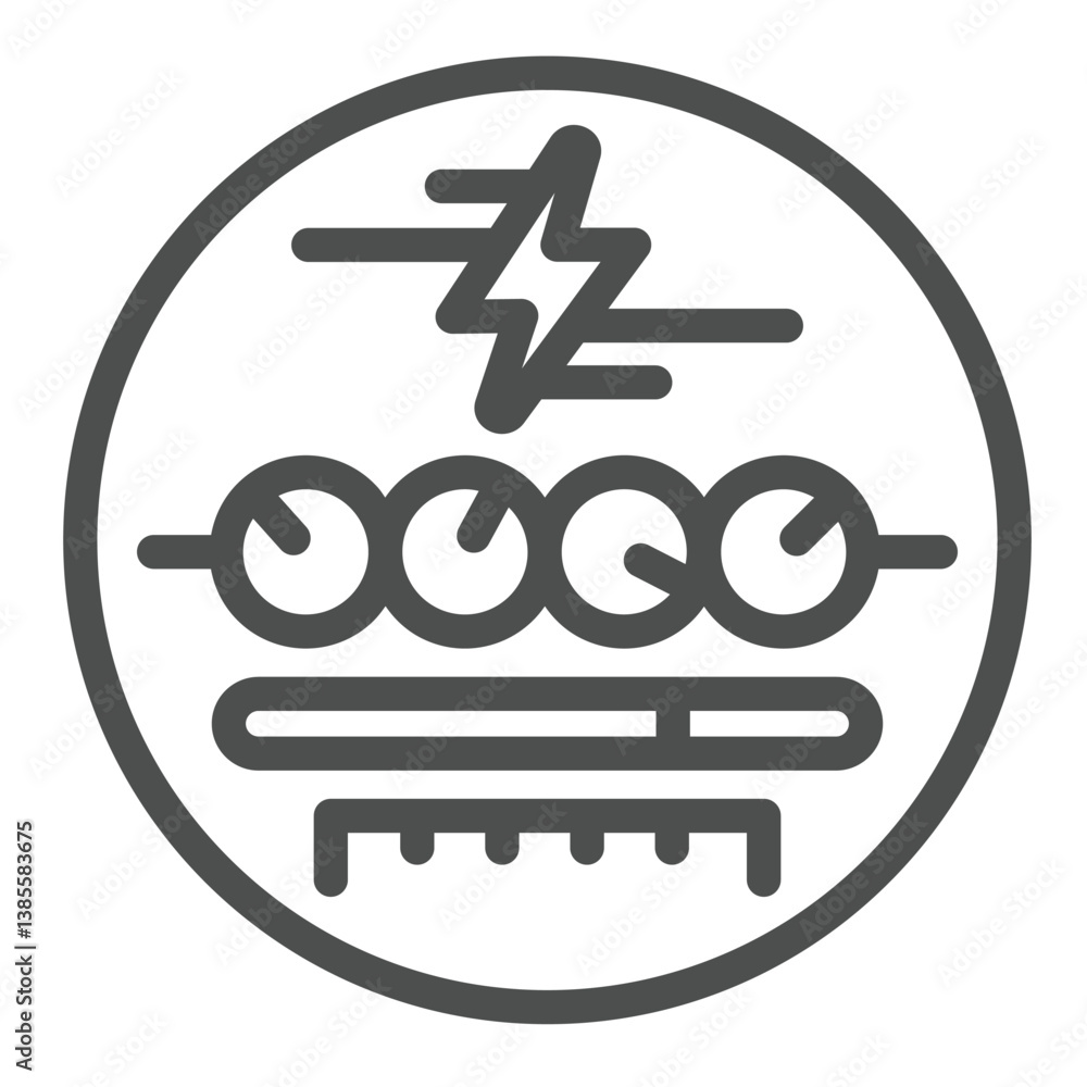 Poster electricity mechanical counter line icon, electrical service concept. vector graphics. counting mech