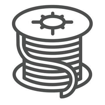 recommend clip art: Coil copper reel of wire line icon, electrician service concept. Vector graphics. Reel with cable, supply sign on white background, outline style icon for mobile or web design.