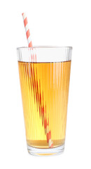 Tasty fresh apple juice in glass isolated on white