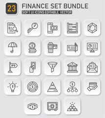 Comprehensive finance and investment icon pack for digital interface designs