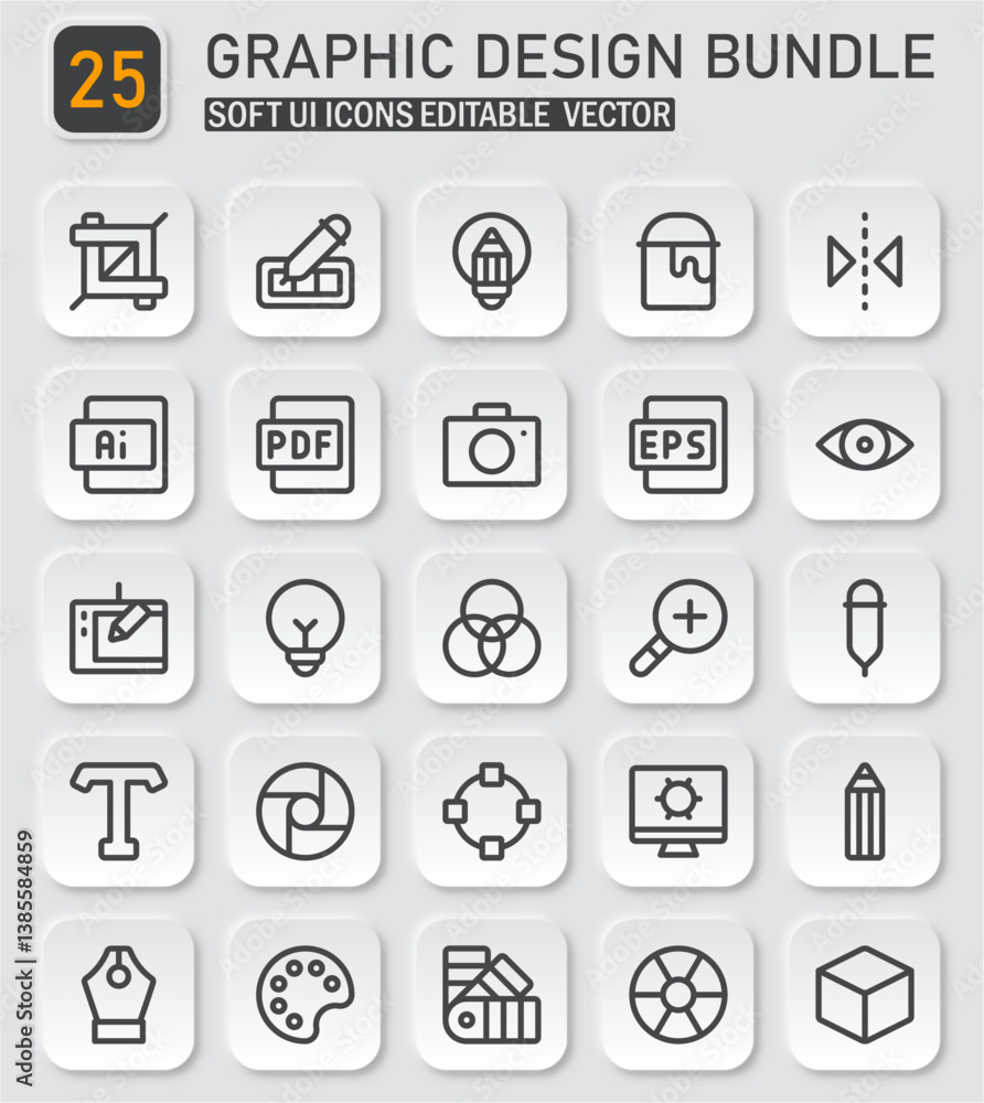 Poster comprehensive graphic design icon collection for user interface design and creative projects