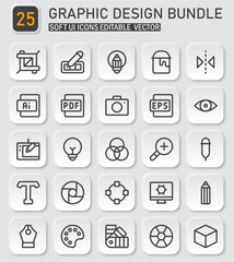 Comprehensive Graphic Design Icon Collection for User Interface Design and Creative Projects