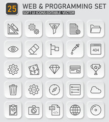 Modern UI Style Web and Programming Icon Set for Developers and Designers