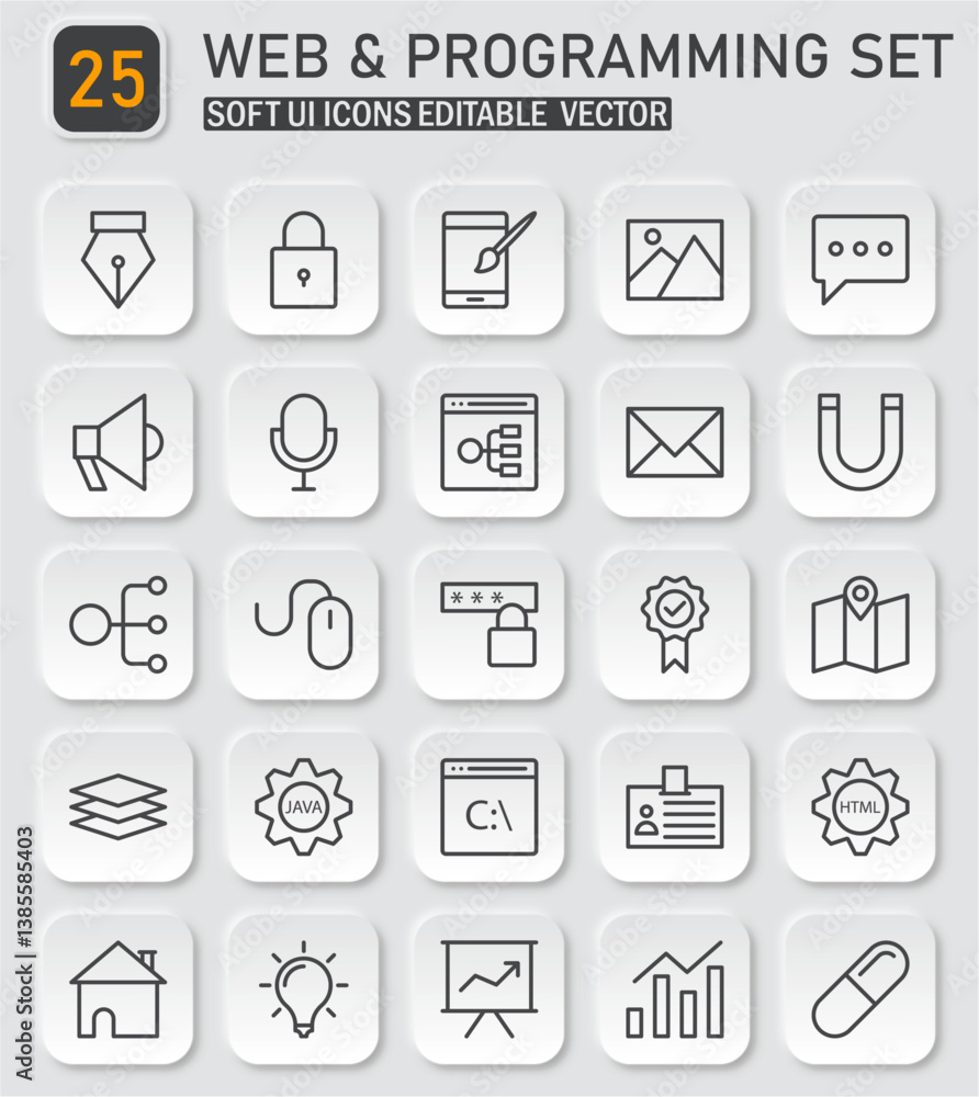 Poster Web Development and Programming Icon Set: A Comprehensive Collection of Essential Tools