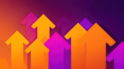 Vibrant digital backgrounds with orange and purple upward arrows for product displays, online banners, social media posts, presentations, and graphic design elements.