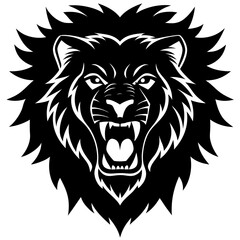 Violent Lion Head Silhouette Vector for Bold and Fierce Designs