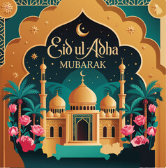 Elegant Eid ul-Adha Mubarak Greeting Card Design"
