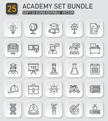 Collection of education and learning line art icons for web and mobile applications