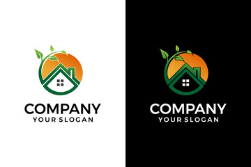 Solar home design logo template illustration	