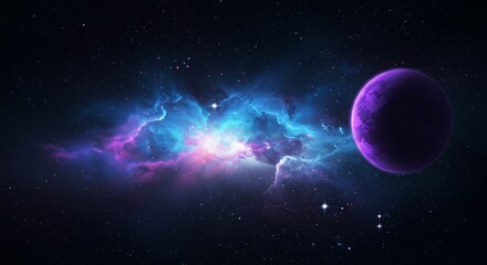 Cosmic Bloom: Violet Nebula AI Generated