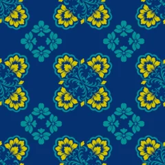Gordijnen seamless floral pattern ,blue background ,interior  © Pink Frog
