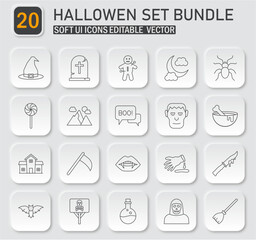Minimalist Halloween Icon Collection Set: Vector Graphic Symbols for Spooky Designs