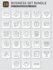 Essential business and financial soft UI icon collection for modern applications