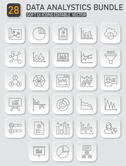 Comprehensive data analytics icon bundle for business intelligence reports