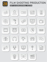 Comprehensive film shooting production icon collection for media creation projects