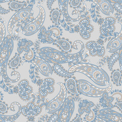 Madhubani, Kalamkari, Chinz, and Kani seamless pattern. Shirting fabric, Ajrakh and Ikat styles. Patola backdrop. Floral allover design