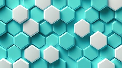 Fototapeta premium Teal and White Hexagon Geometric Pattern