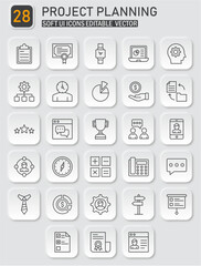 Project Planning Soft UI Icon Collection for Business and Productivity Applications